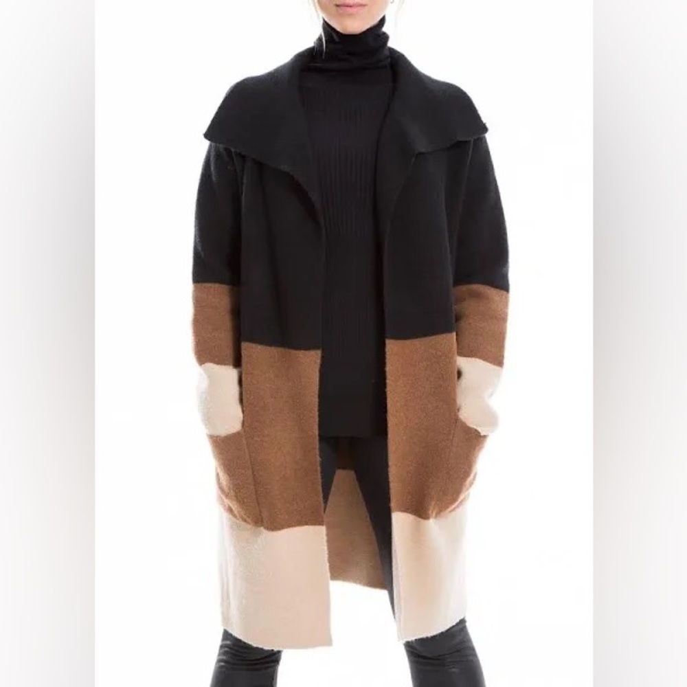 Max Studio Tri Colorblock Long Cardigan Sweater NWT XS (Read Description)